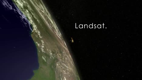 NASA-Animation-Des-Landsat-Satelliten,-Der-Vorbeifliegt