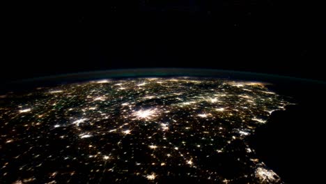 The-International-Space-Station-Flies-Over-The-Earth-At-Night