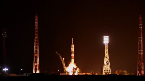 The-Russian-Soyuz-Spacecraft-Launches-At-Night-On-Its-Way-To-The-International-Space-Station
