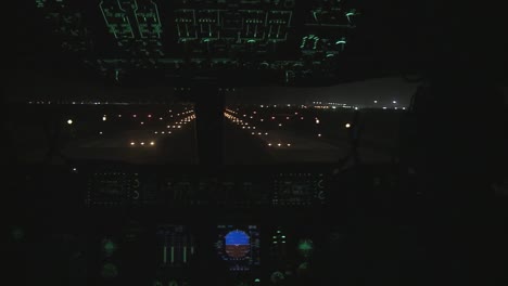 Point-Of-View-Of-A-Commercial-Airplane-Taking-Off-At-Night