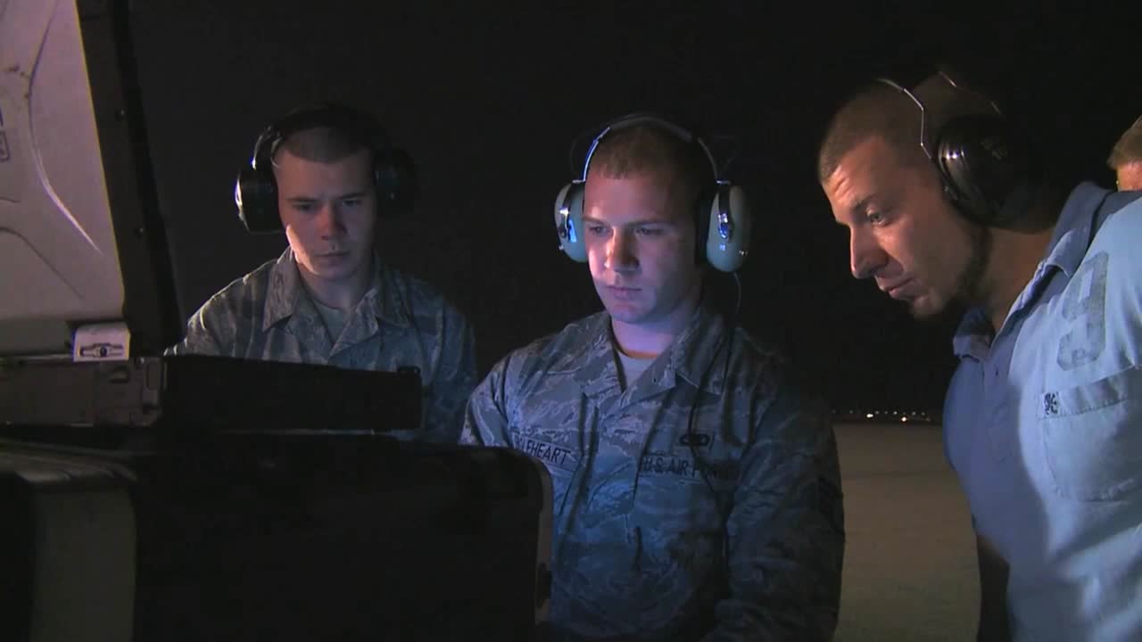 Air Force Personnel Prepare To Fly A Unmanned Drone Surveillance ...