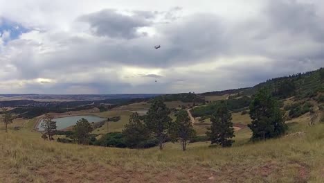 A-Helicopter-Makes-Water-Drops-On-A-Forest-Fire