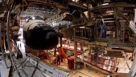 A-Time-Lapse-Shot-Of-The-Space-Shuttle-Coming-Into-The-Shop-For-Maintenance