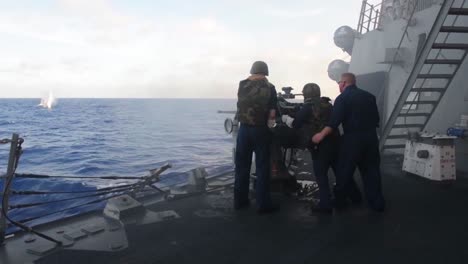 The-Navy-Conducts-Live-Fire-Exercise-On-The-Deck-Of-A-Warship