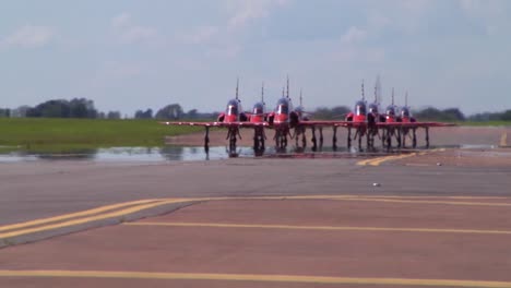 The-Raf-Red-Arrows-Taxiing-At-Fairford-Uk-1