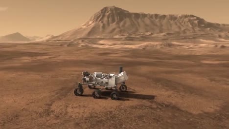 NASA-Animation-Des-Neugier-Rovers,-Der-Die-Marsoberfläche-Erkundet