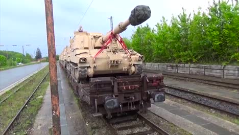 Military-Grade-Tanks-Are-Delivered-By-Rail-To-A-Station-In-Germany