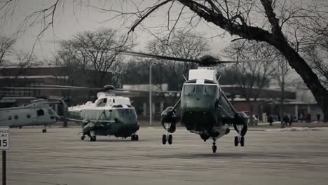 The-Presidents-Marine-One-Helicopter-Takes-Off-From-A-Parking-Lot
