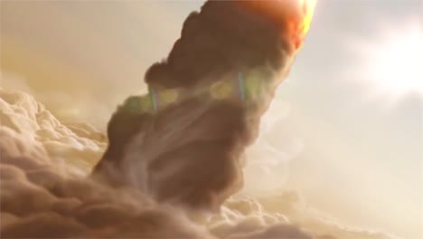 Ein-Wunderschöner-Simulierter-Raketenstart-Durch-Wolken