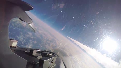 Pov-A-138Th-Fighter-Wing-Tulsa-F16-Viper-Fighter-Jet-Clears-Through-Another-Jets-Contrail-In-Midair