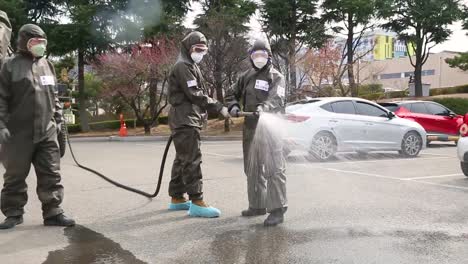 South-Korea-Takes-Aggressive-Action-Against-The-Coronavirus-Covid19-Virus-Pandemic-Outbreak-By-Spraying-Of-Disinfectant