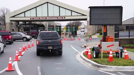 Vehicles-Entering-Dover-Air-Force-Base-Are-Subject-To-Inspection-For-Coronavirus-Coronavid19-Symptoms-Screenings