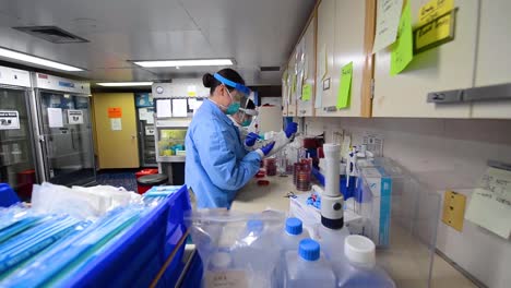 Researchers-And-Doctors-On-Board-The-Uss-Mercy-Hospital-Ship-Prepare-For-Tests-And-Samples-During-The-Coronavirus-Covid19-Pandemic-Epidemic-Outbreak