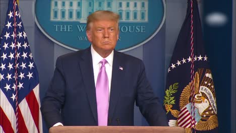 Us-President-Donald-Trump-Answers-A-Question-From-One-America-Network-Reporter-Chanel-Rion-In-The-White-House-Press-Briefing-Room