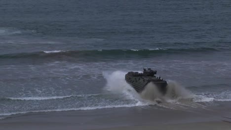 Us-Marines-Practice-An-Assault-Amphibious-Vehicle-Landing-At-Red-Beach-Camp-Pendleton-California