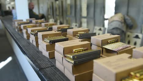 Us-Air-Force-Airmen-Collect-Ammunition-At-An-Indoor-Shooting-Range-On-the-Mountain-Home-Afb-In-Idaho