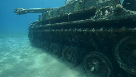Underwater-footage-of-scuba-divers-exploring-a-sunken-tank-in-the-Red-Sea-near-Aqaba-Jordan-2