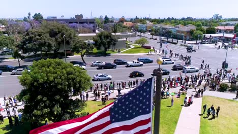 Good-Aerial-Over-Protesters-Chanting-And-Marching-National-Guard-During-A-Black-Lives-Matter-Blm-Parade-In-Ventura-California-2