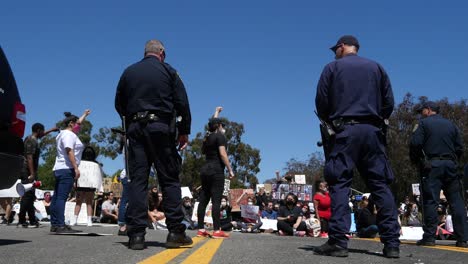 Protesters-Chanting-And-Standing-Off-With-Police-And-National-Guard-During-A-Black-Lives-Matter-Blm-Parade-In-Ventura-California