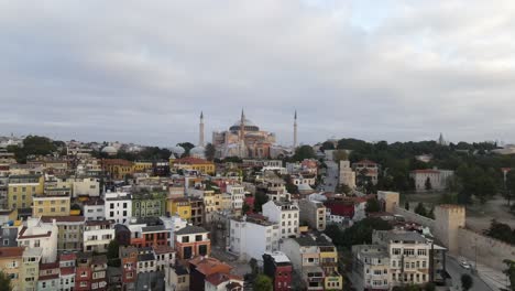 Vista-Aérea-De-Estambul,-Mezquita-De-Santa-Sofía