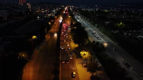 Aerial-Drone-Night-Traffic-Road-Cityscape