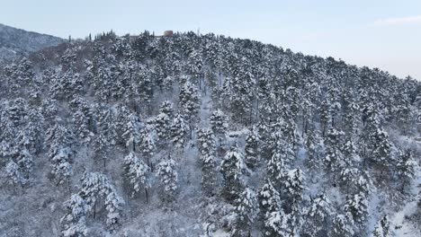 Schneebedeckte-Hügel-Luftdrohne-Winter