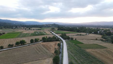 Aerial-Drone-Shot-Rural-Road-Village