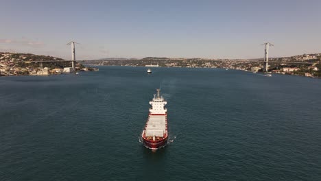 Ship-At-Bosphorus-Istanbul-Drone-Shot