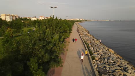 People-Coastal-Walking-Aerial-Drone