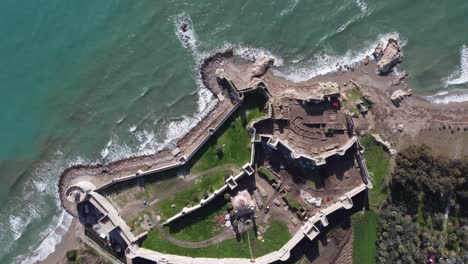 Medieval-Mamure-Castle-Mediterranean-Aerial-Drone