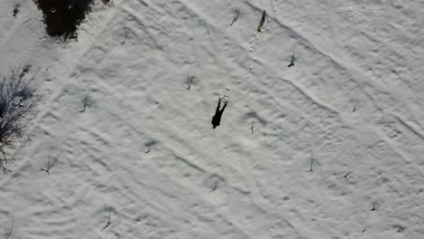Drohnenbild-Eines-Mannes,-Der-Im-Schnee-Springt
