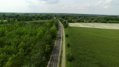 Rural-Field-Road-Traffic-Aerial-View