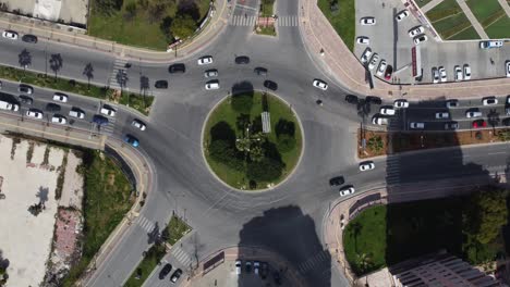 Vehicles-Moving-Roundabout-Aerial-Drone