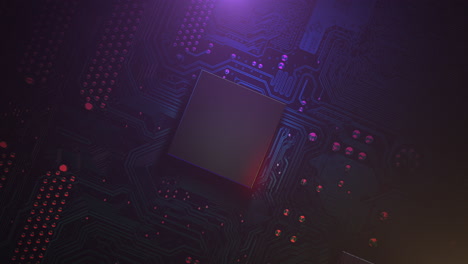 Cyberpunk-animation-background-with-computer-chip-and-neon-lights
