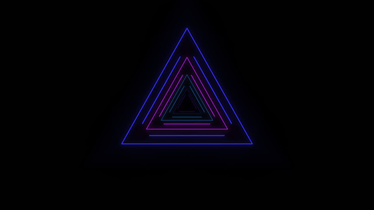 Premium stock video - Motion colorful neon triangles 1