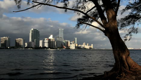 Florida-Miami-Skyline-Reflexion-Des-Lichts-Auf-Dem-Wasser-Light