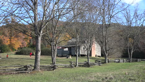 Tennessee-Cade's-Cove-cabin-with-tourists-approaching