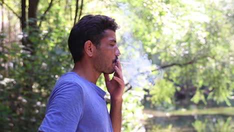 Man-Smoking-In-Forest