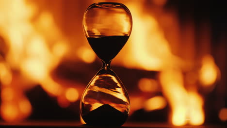 Hourglass-clock-against-the-background-of-the-fireplace