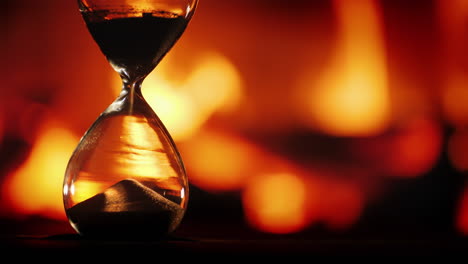 Hourglass-clock-against-the-background-of-the-fireplace-1