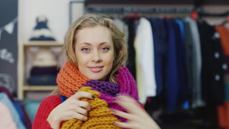 Portrait-Of-An-Attractive-Young-Woman-Wearing-A-Scarf