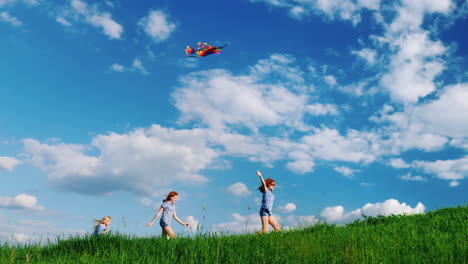 Carefree-Children-Play-With-A-Kite