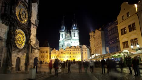Night-View-Of-The-Medieval-Astronomical-Clock-In-The-Old-Town-Square-In-Prague-Czech-Republic
