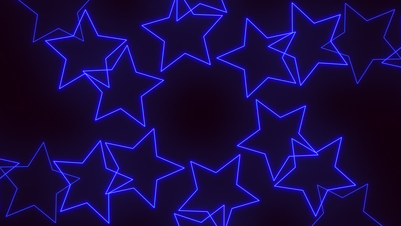 Premium stock video - Abstract neon and laser blue stars pattern