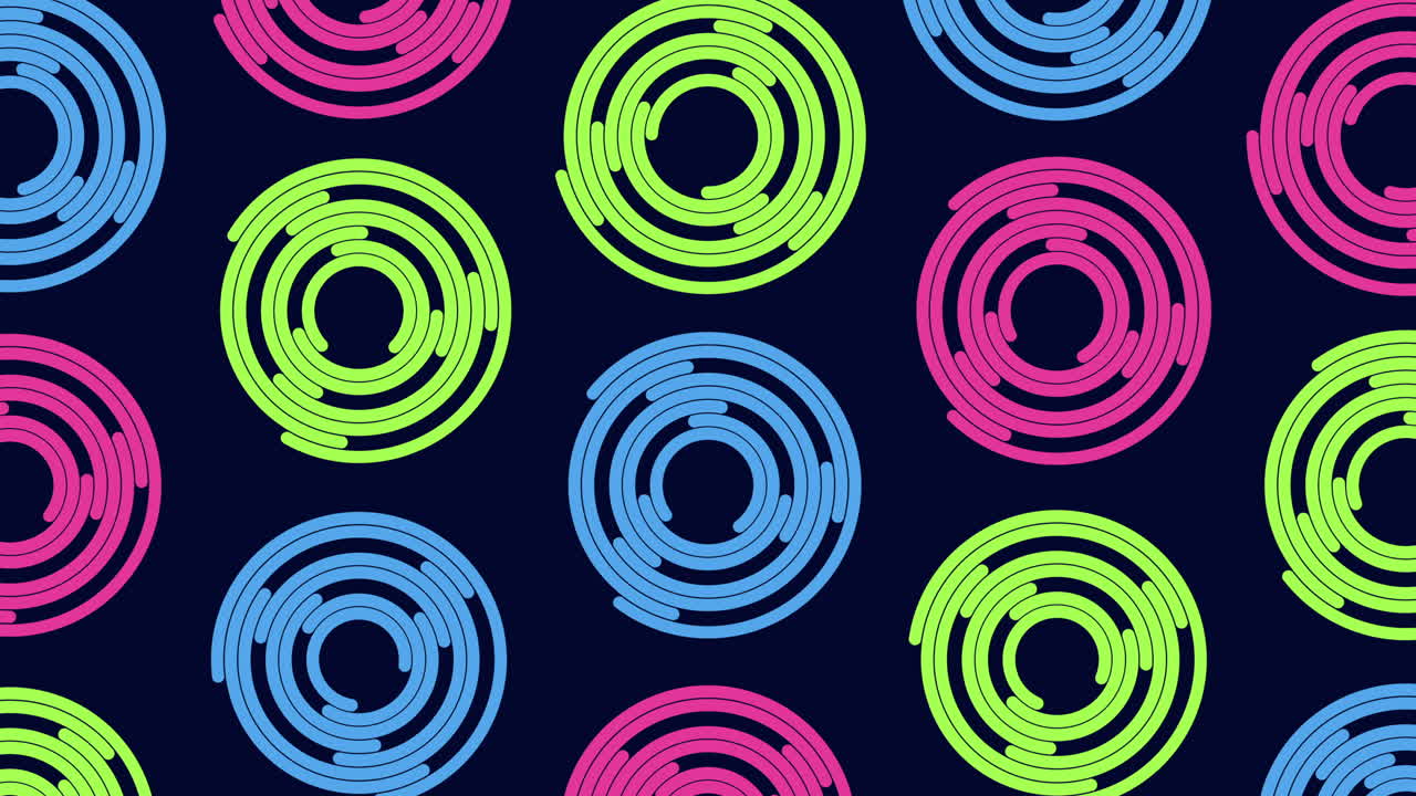 Premium stock video - Colorful spiral futuristic circles pattern