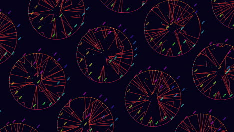 Neon-abstract-circles-pattern-with-rainbow-dots-and-lines