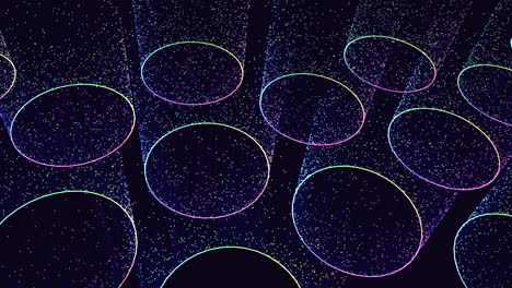 Rainbow-neon-circles-pattern-with-small-motion-dots-and-lines