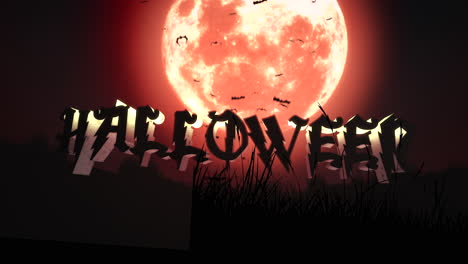 Halloween-with-red-moon-and-fly-bats-on-dark-night-sky