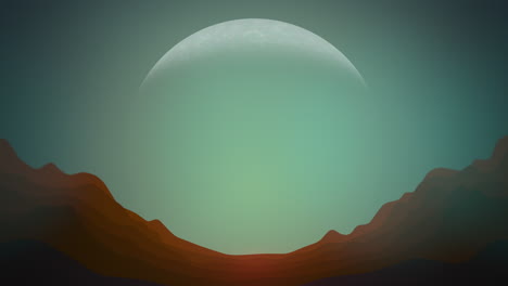Big-moon-and-red-mountain-in-space