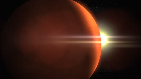 Light-effect-and-orange-planet-in-galaxy